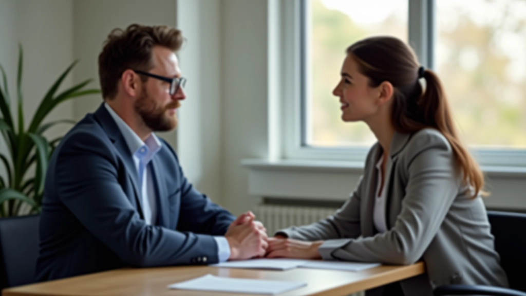 Twee professionals in gesprek aan kantoor, mentor en leerling, kennisoverdracht, serieuze concentratie