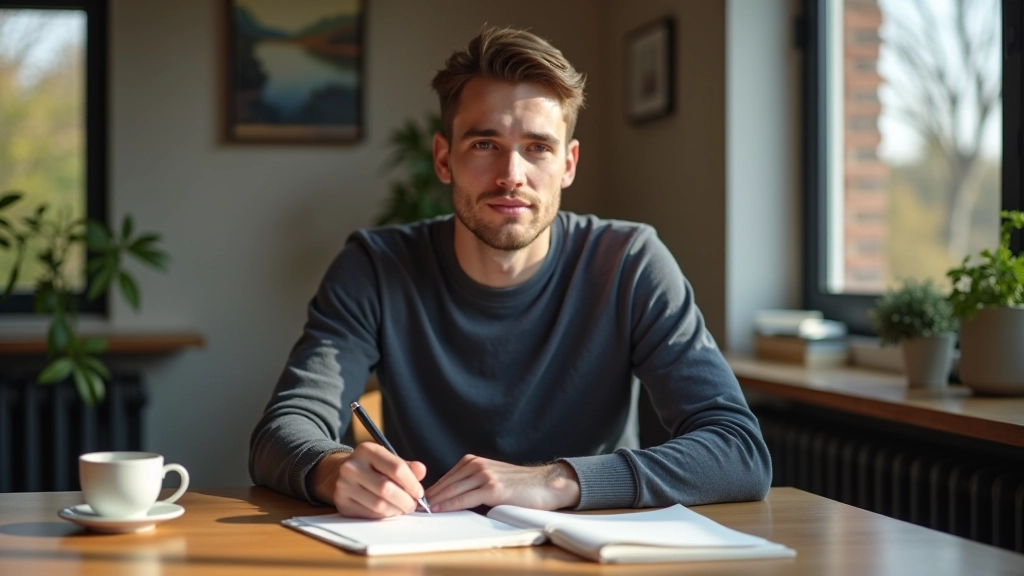 Persoon notities maken in agenda, plannen, organisatie, productiviteit, doelgericht werken