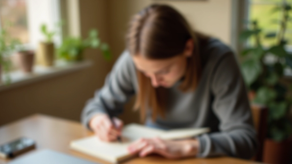 Persoon notities makend in een persoonlijk traject