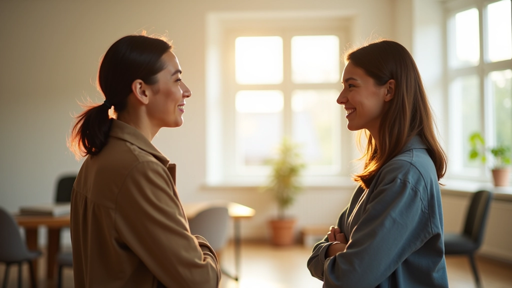 Twee personen in gesprek tijdens een workshop
